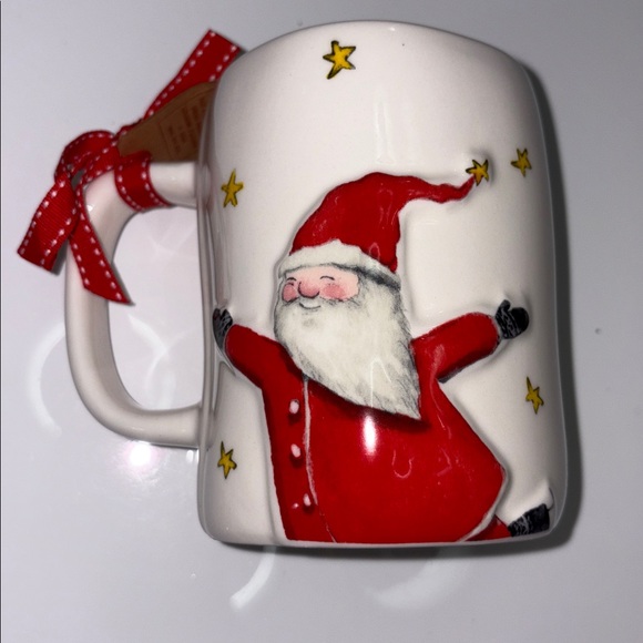 RAE DUNN Festive “JOY TO THE WORLD” Mug with Red Bow NWT - Picture 4 of 5